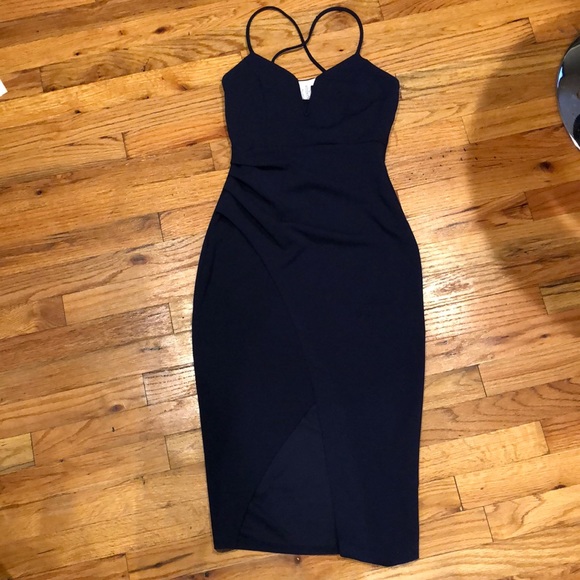 Navy Blue Wrap Style Dress - Picture 1 of 1